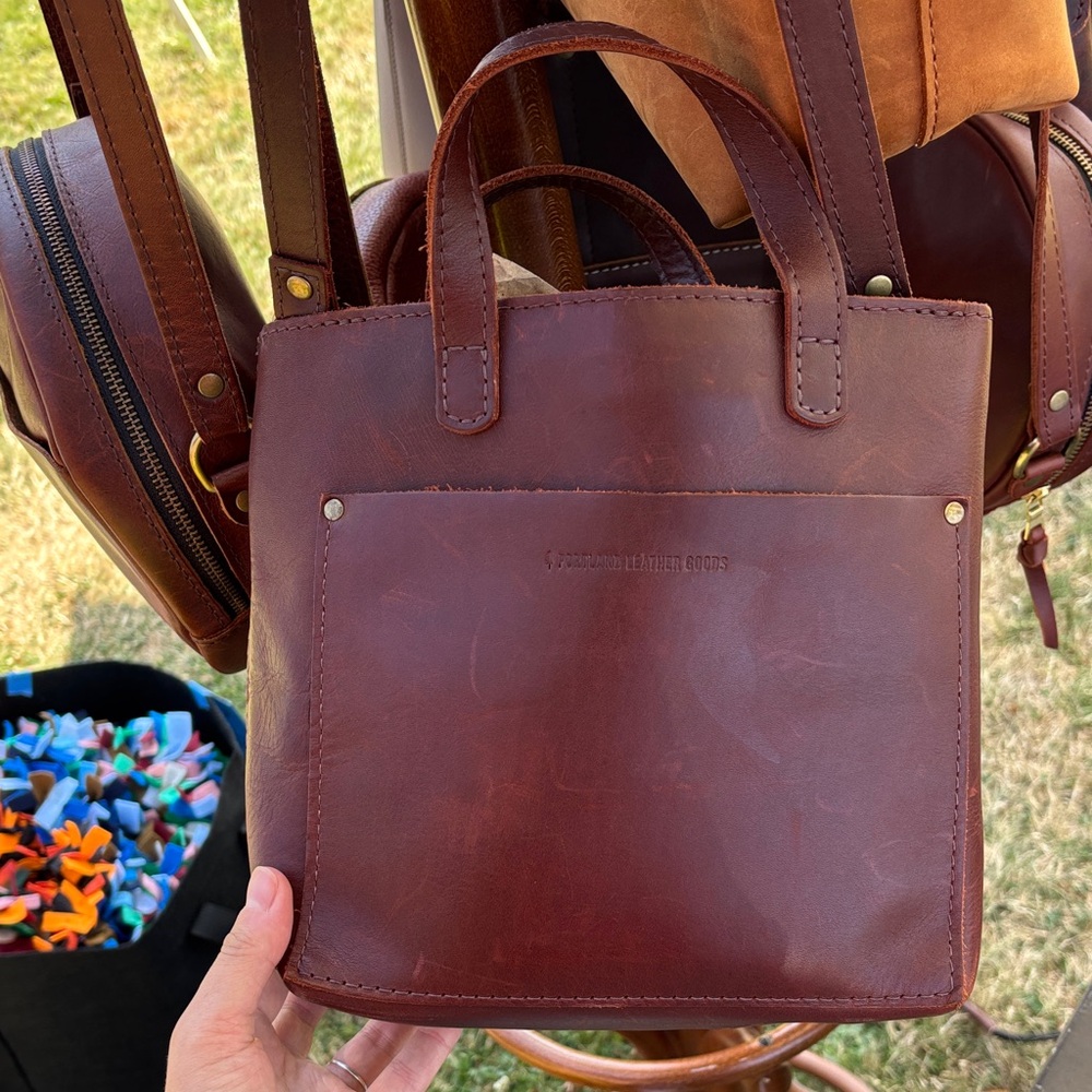 Portland Leather Zipper Mini Crossbody in Cognac